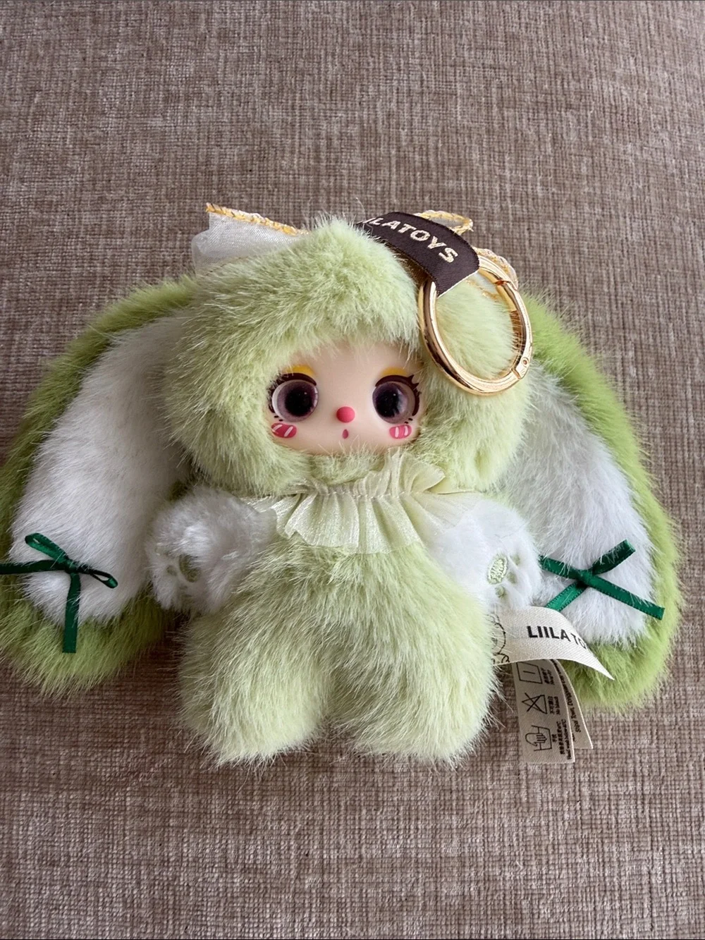 Lila toys Plush Bunny Keychain - Light Green